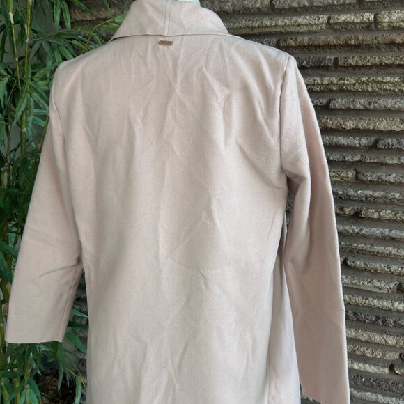 Guess Light Pink Faux Suede Open Drape Asymmetrical Duster Jacket Coat Size M - Picture 7 of 11